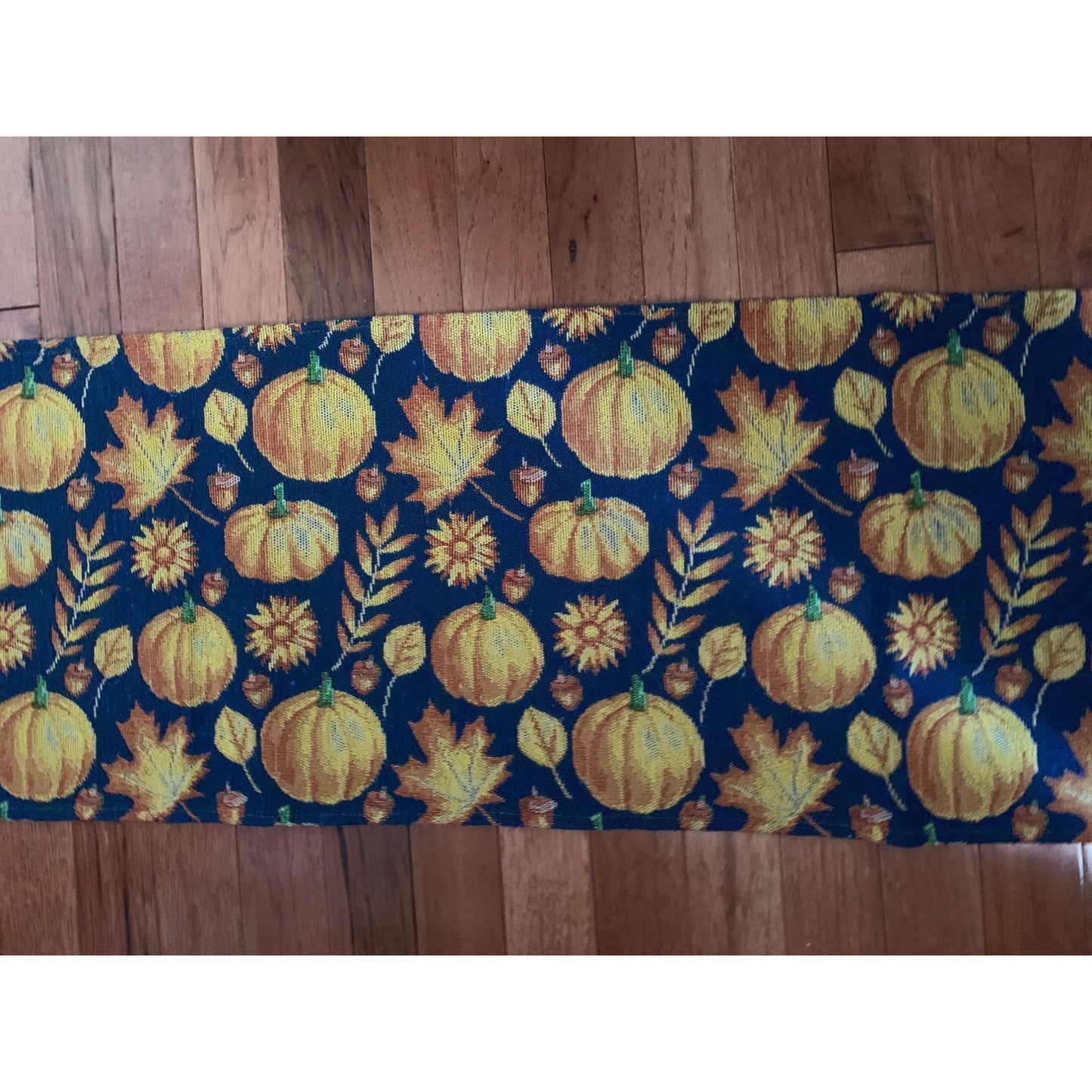 Fall Pumpkin and Leaves Tapestry Table Runner 12x70