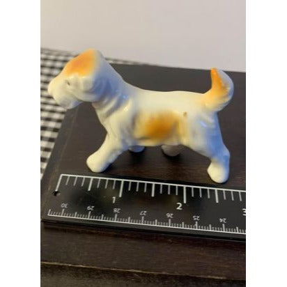 Vintage Dog brown and white Porcelain Figure stamped Japan