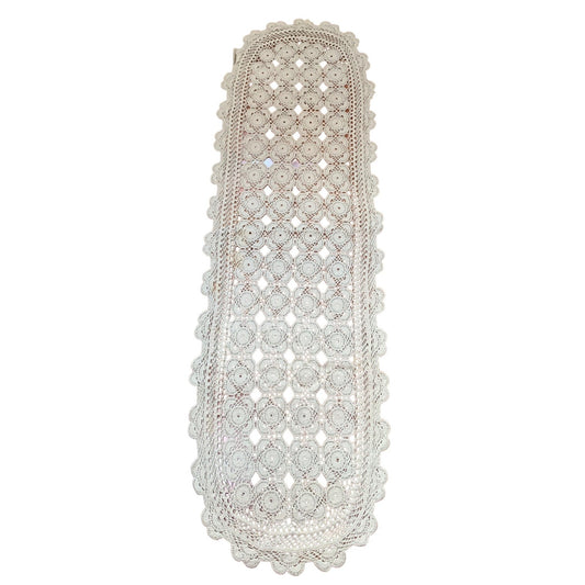 Handmade Beige Crochet Lace Table Runner 44" x 13"