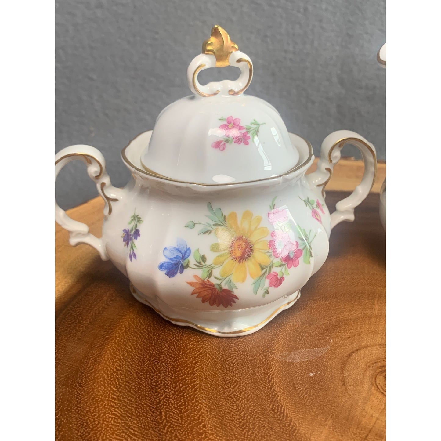 Vintage Bavaria Germany Floral Porcelain Creamer & Sugar Set