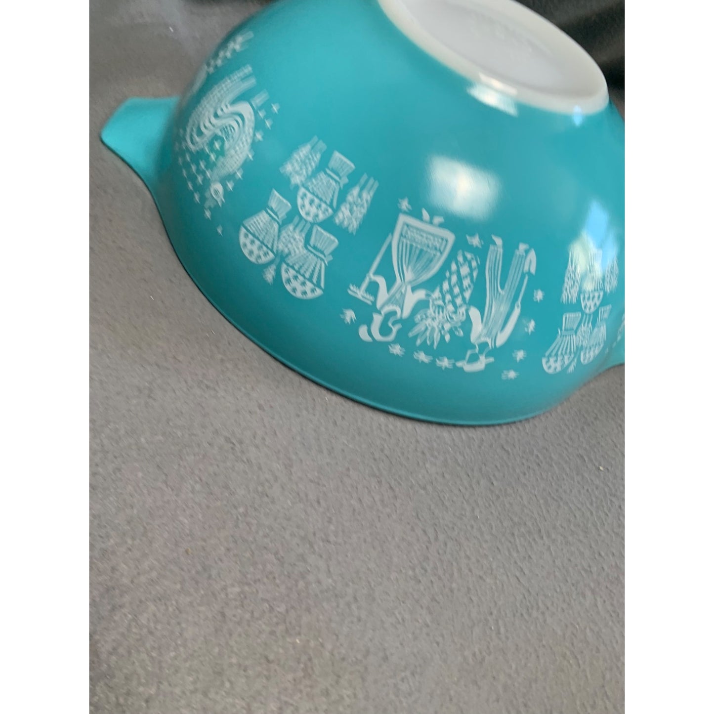 Vintage Pyrex Butterprint Turquoise & White Cinderella Bowls 443 & 444 Set