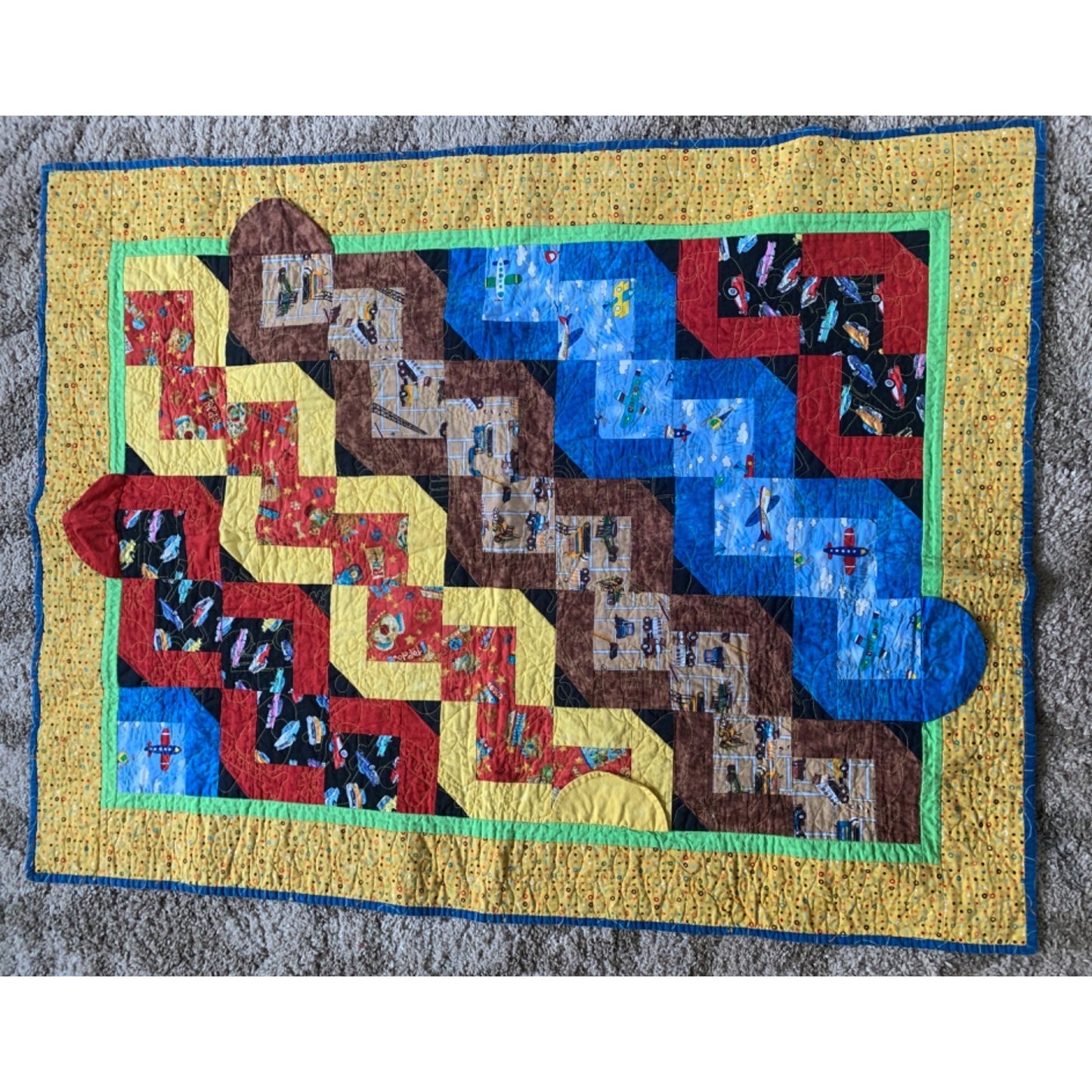 Handmade Wiggles and Worms Quilt Bedspread 39x50