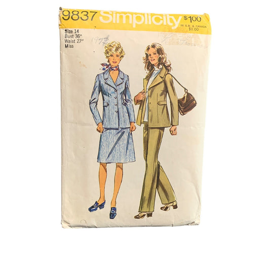 Vintage Simplicity 9837 Womens Jacket Skirt Pants Pattern Size 14