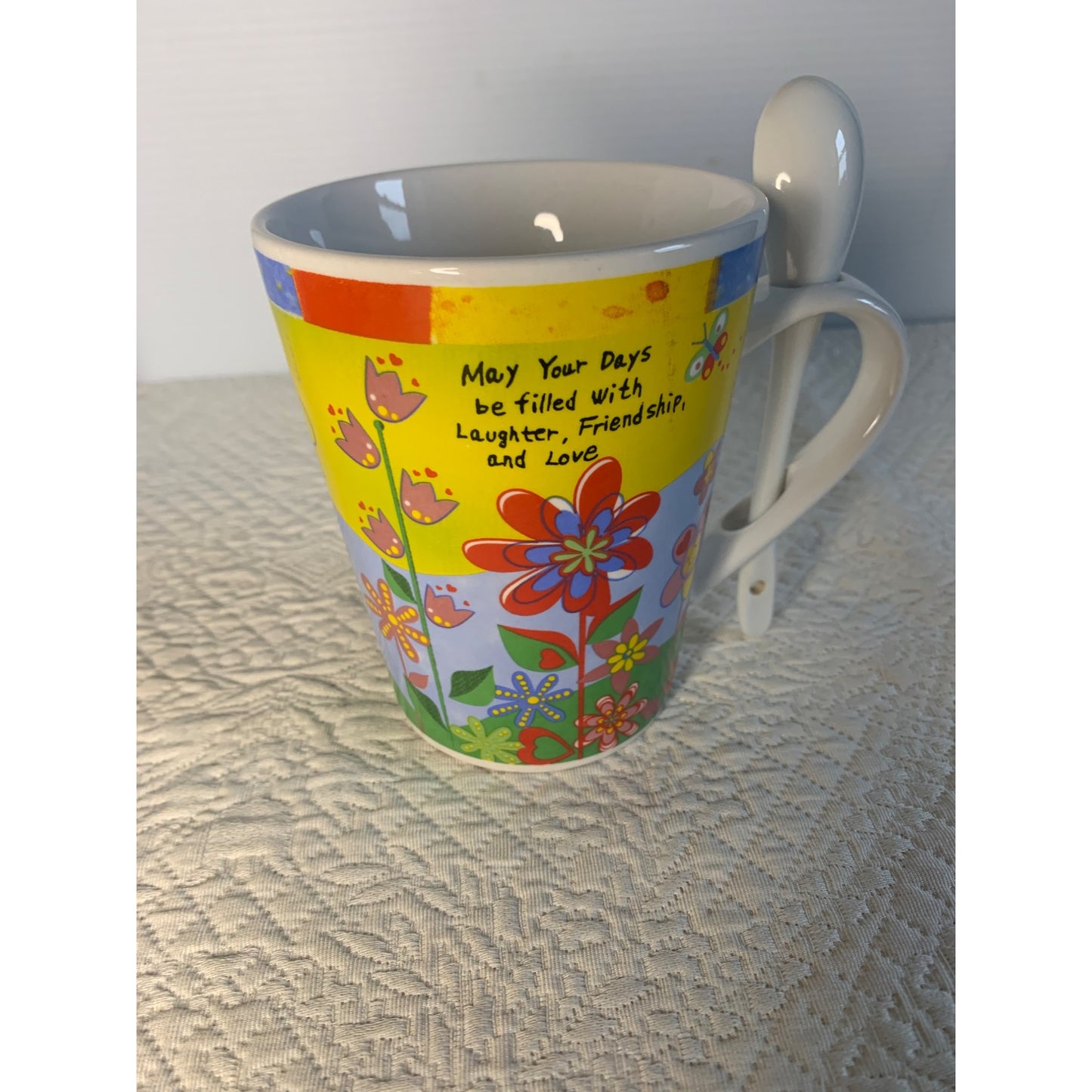 Secret Garden May Your Days be filled coffee mug with spoon set