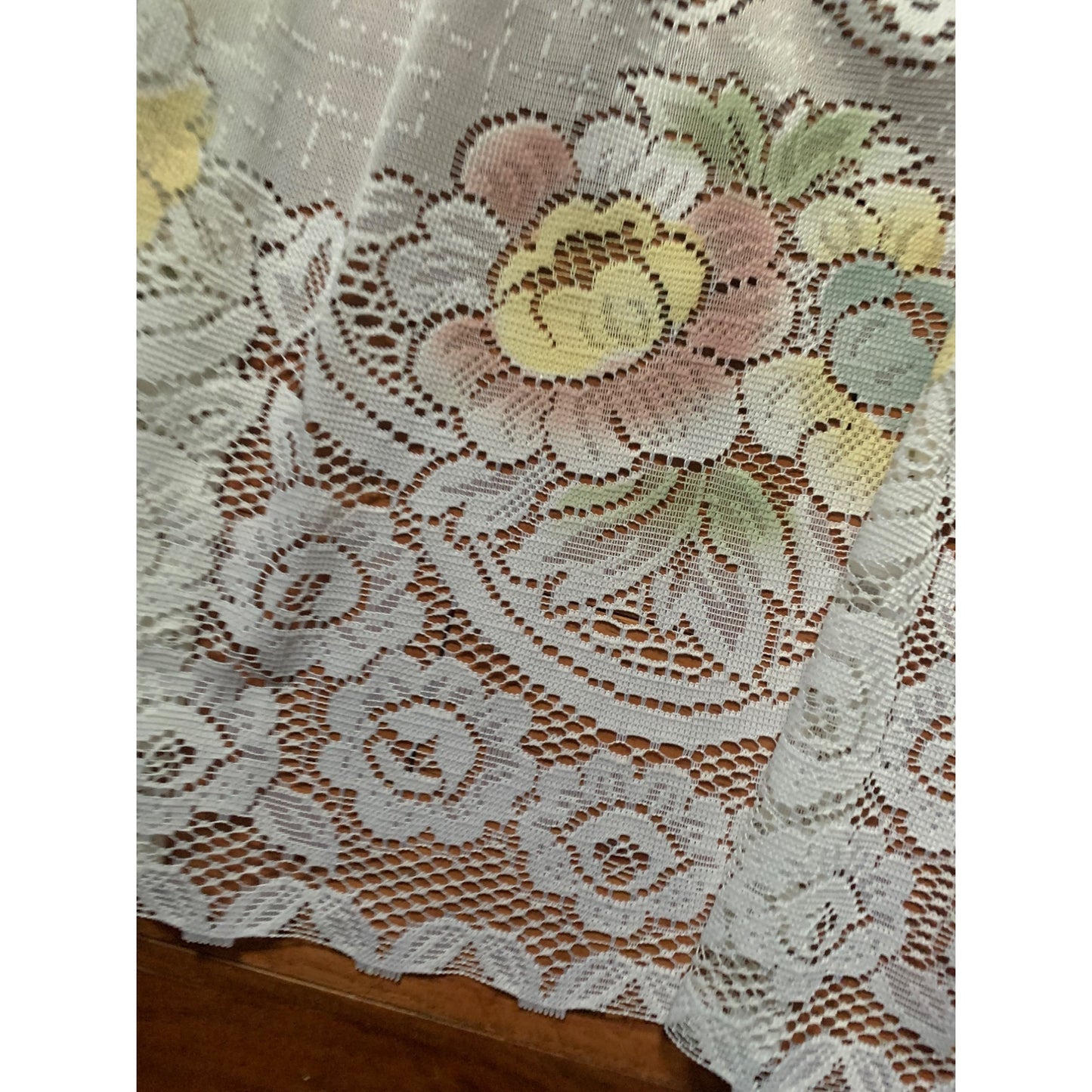 Blue Yellow Pink Rose Lace curtain Valance 13x58