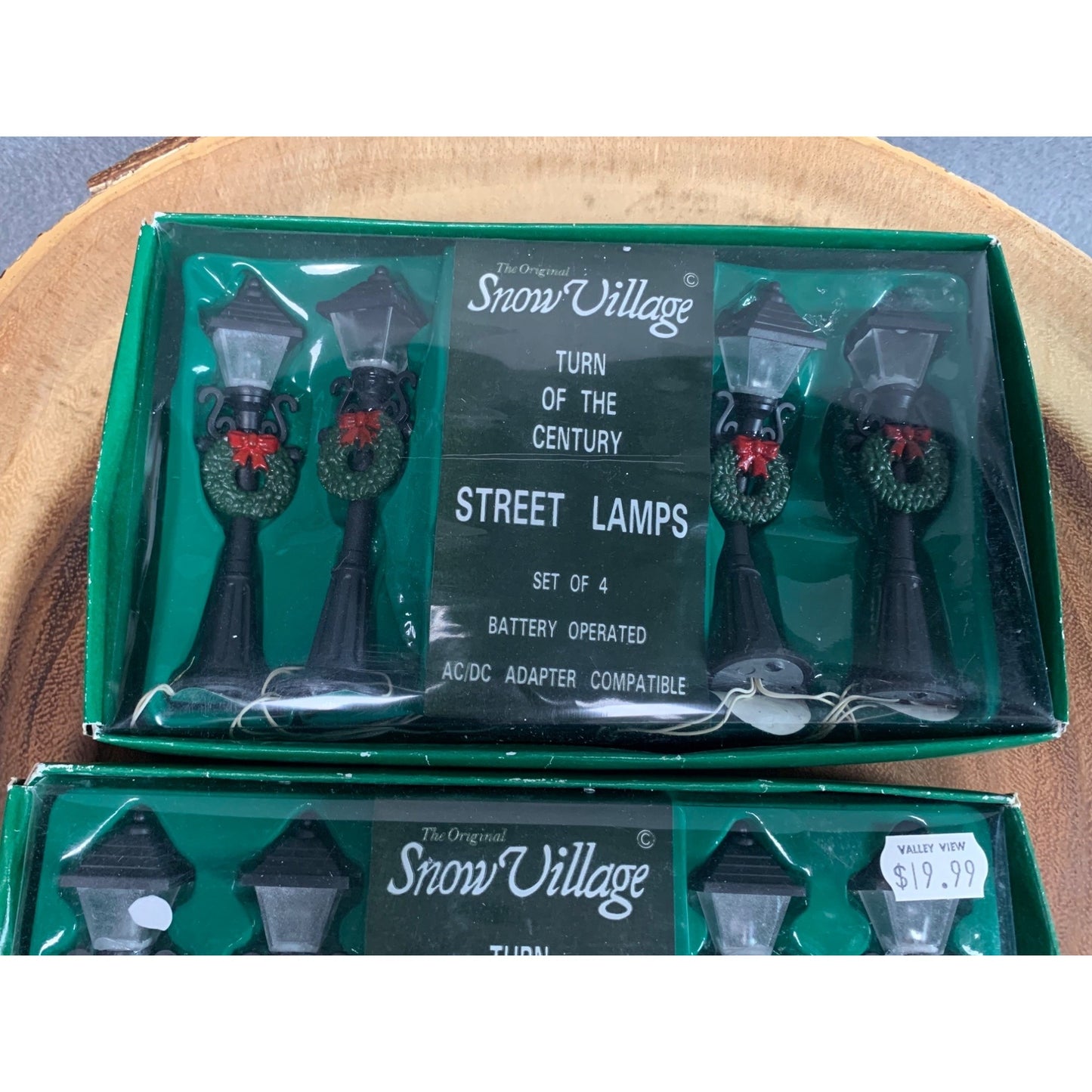 Snow Village Turn of the Century Street Lamps Set of 4 Battery Operated AC/DC Adapter Compatible