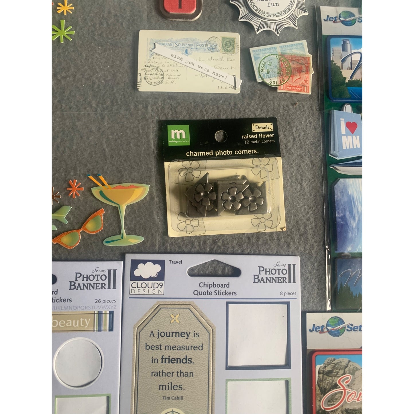 Travel-Themed Scrapbooking Stickers & Embellishments Lot