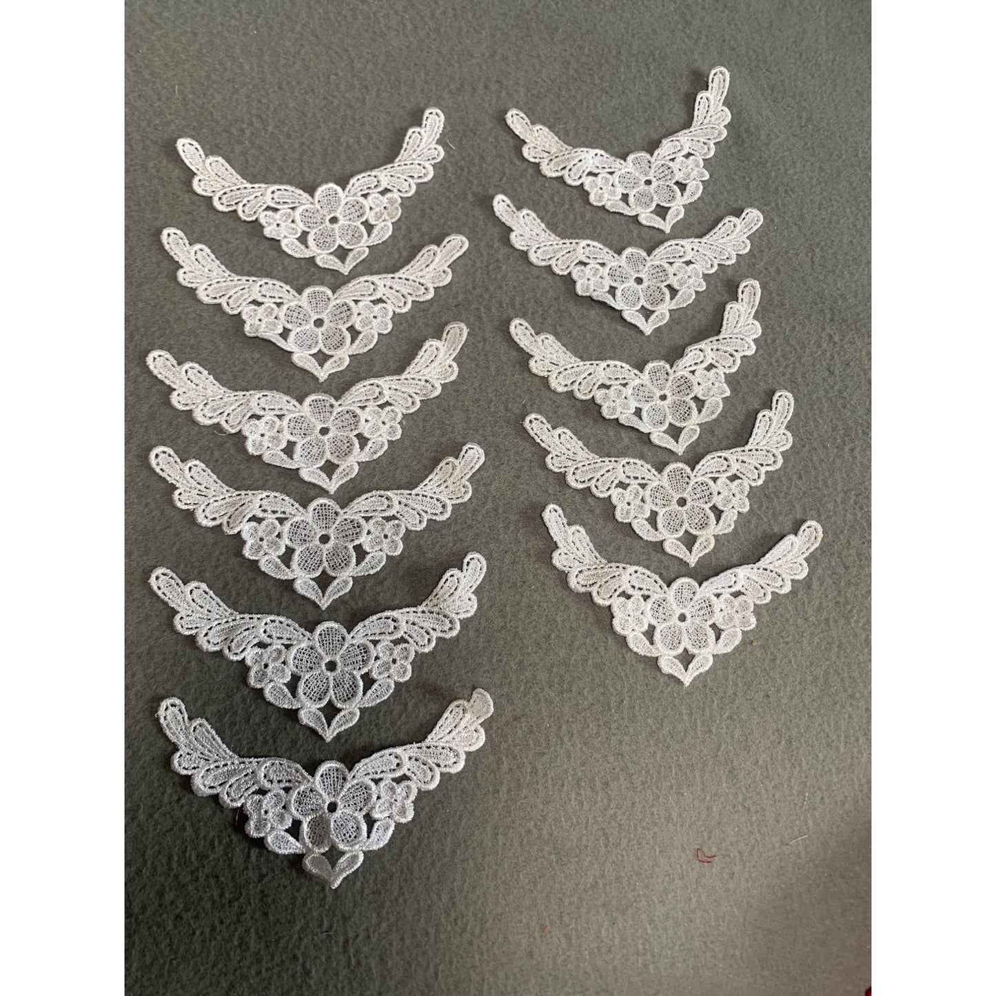 11 Pieces White Floral Embroidered Lace Applique Trim 5" x 1.5" DIY Sewing Craft Supplies