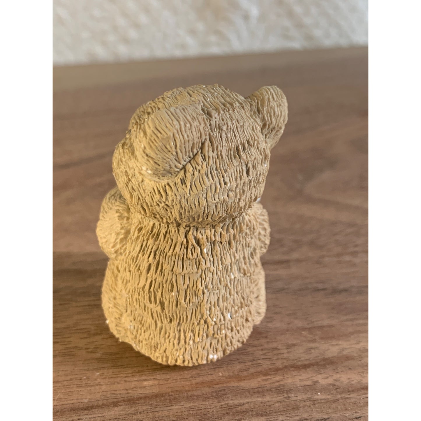 Stone Critter Bear Holding Flowers Figure