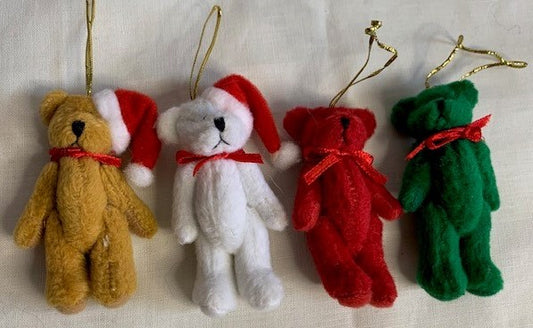 Boyds Bears miniature set of 4 jointed plush ornaments