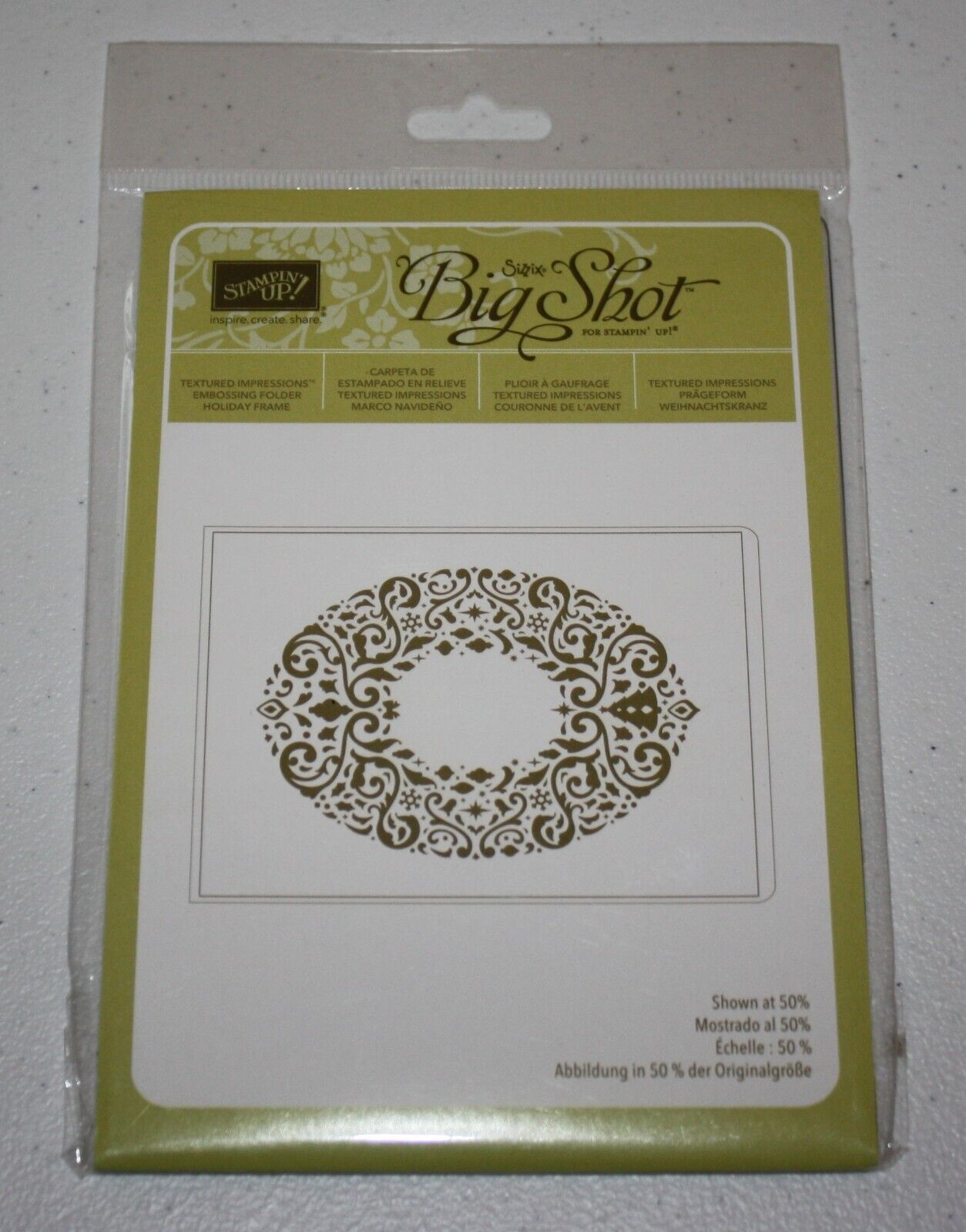 Stampin Up Retired Holiday Frame Embossing Folder - New