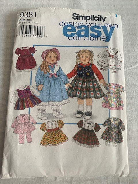 Simplicity easy 18" Doll clothes pattern 9381 - uncut