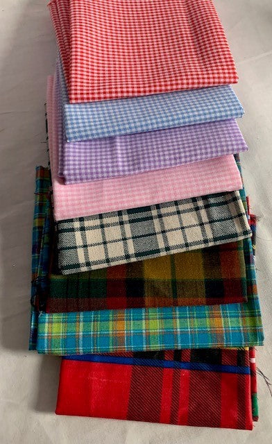 Quilt Cotton Gingham & Plaid Fat Quarter Fabric set #385