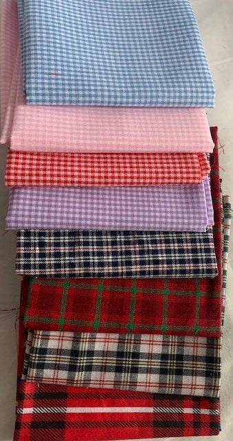 Quilt Cotton Gingham & Plaid Fat Quarter Fabric set #388