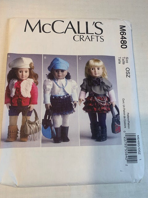 McCall's 18" doll clothes pattern M6480 - Uncut