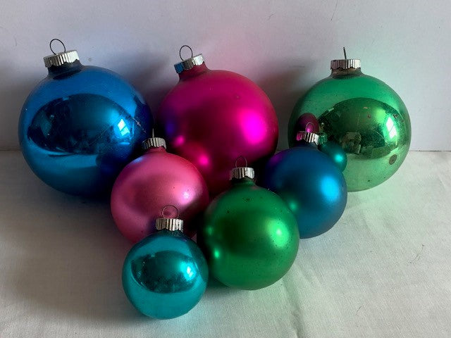 Vintage Shiny Brite glass ball ornaments set #2