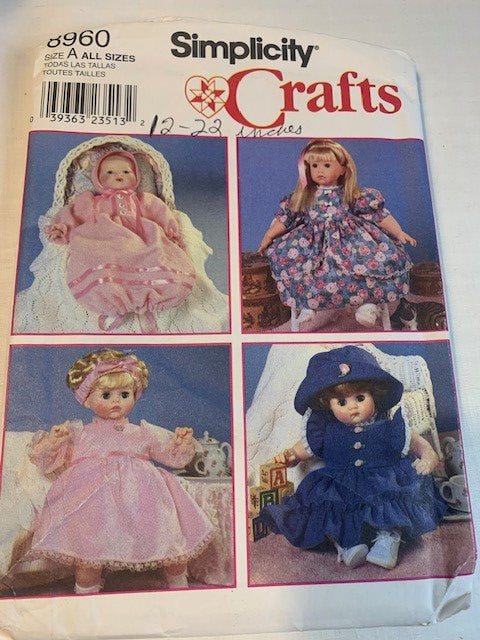 Simplicity 12" to 22" doll clothes pattern 8960 - Uncut