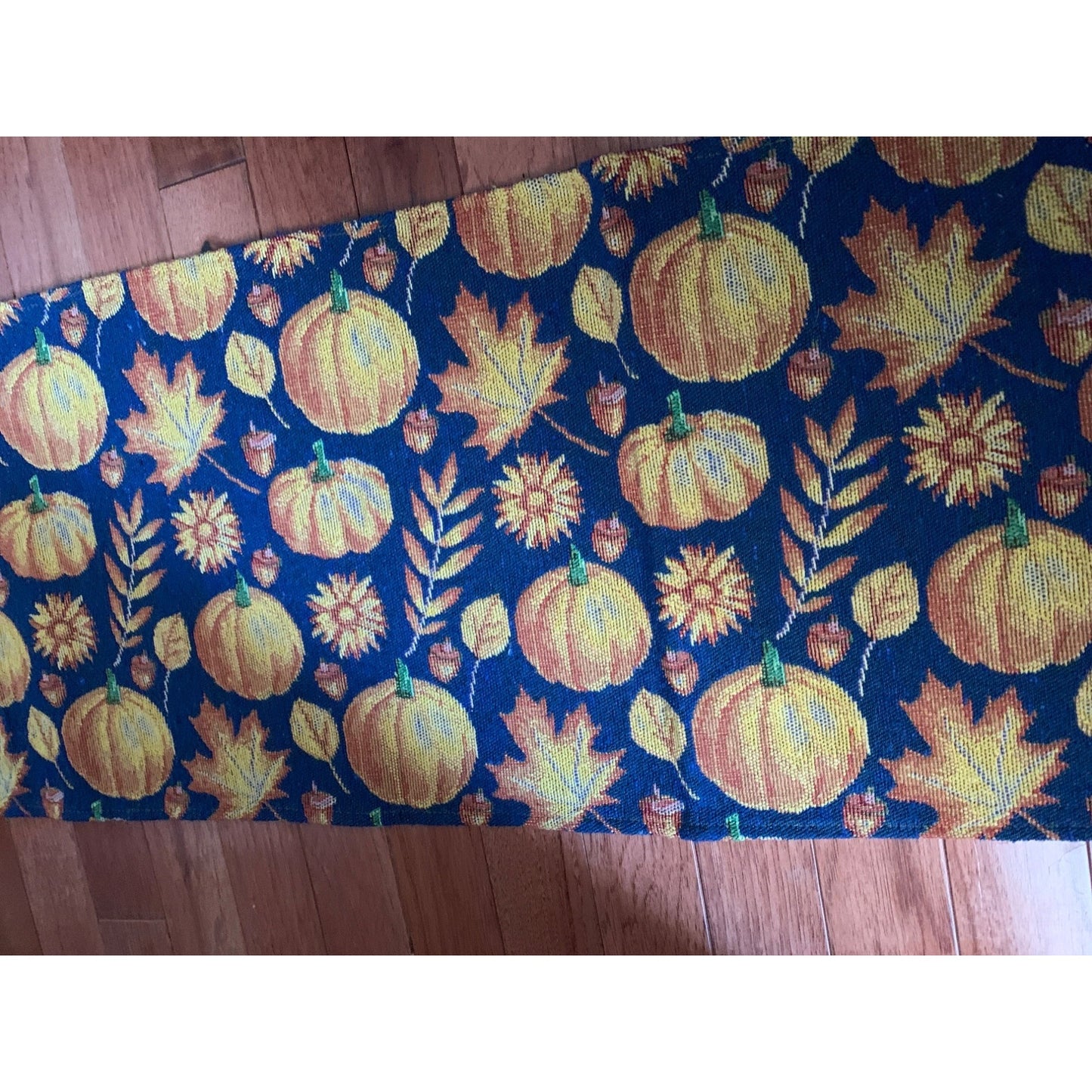 Fall Pumpkin and Leaves Tapestry Table Runner 12x70