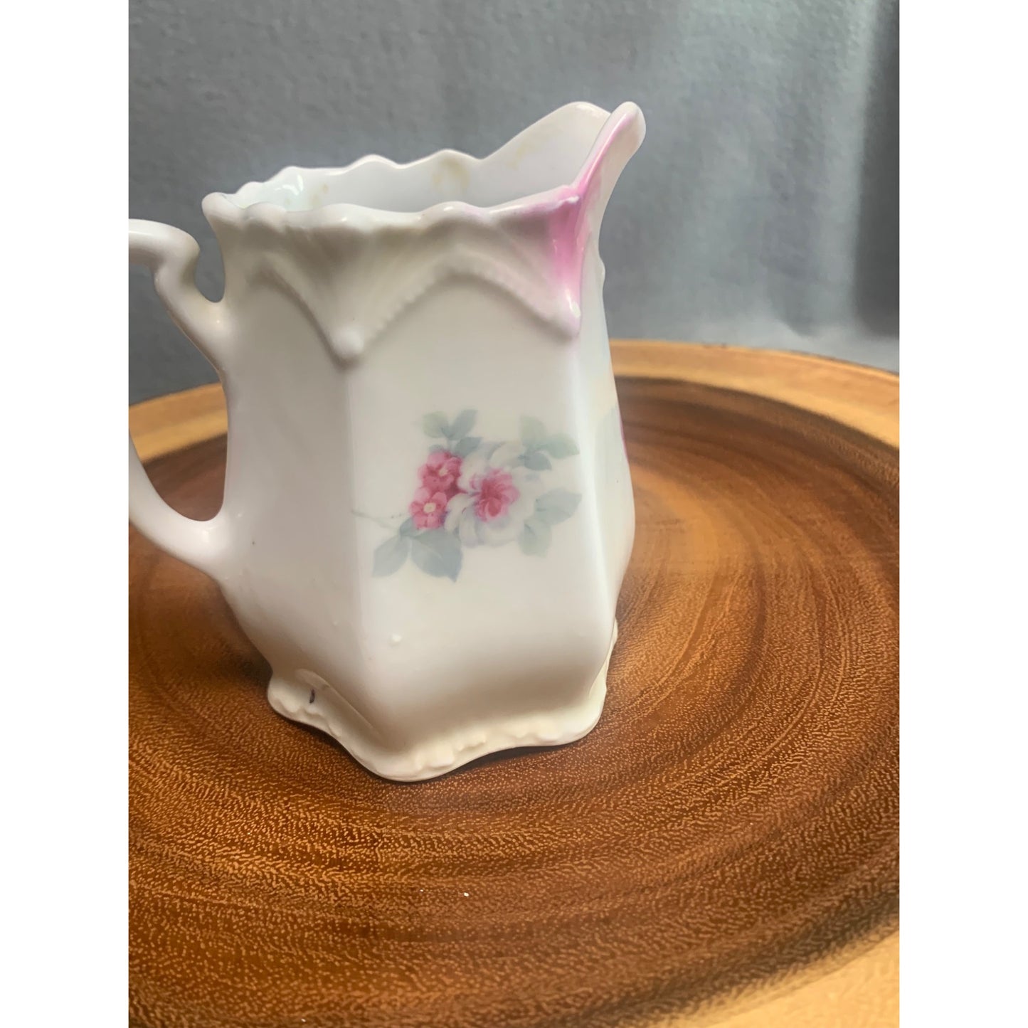 Vintage German Porcelain Creamer Pitcher with Floral Pattern 4 inch tall