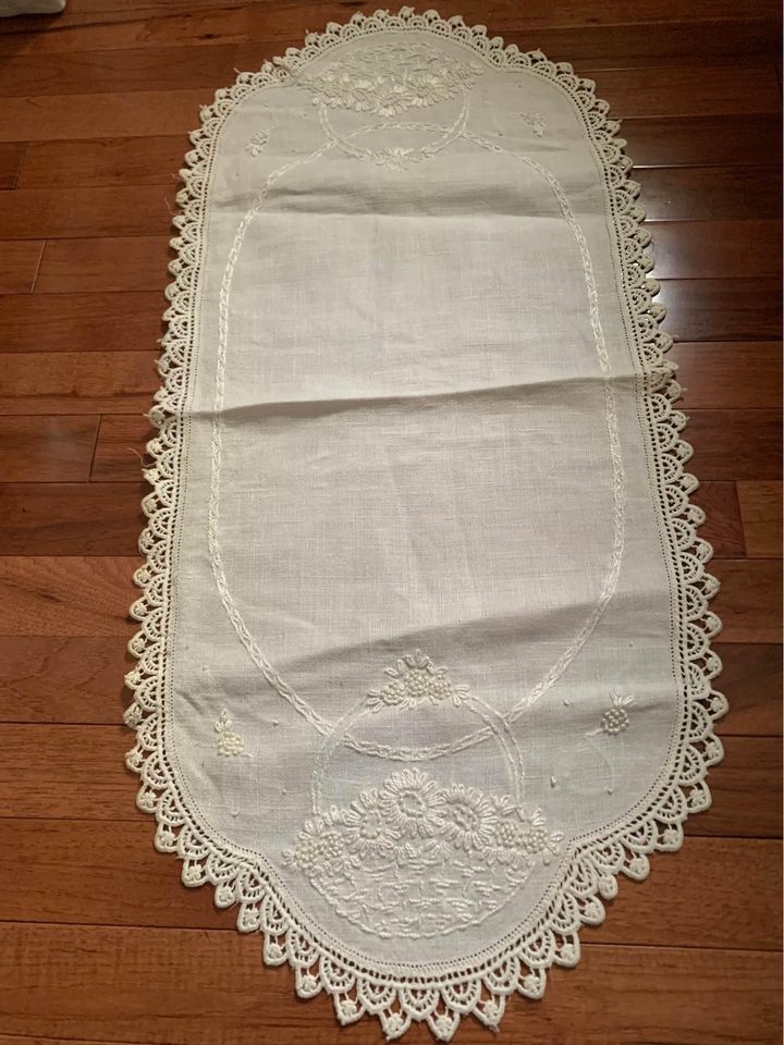 Vintage Hand embroidered table runner