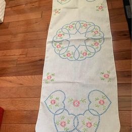 Hand embroidered Heart table runner