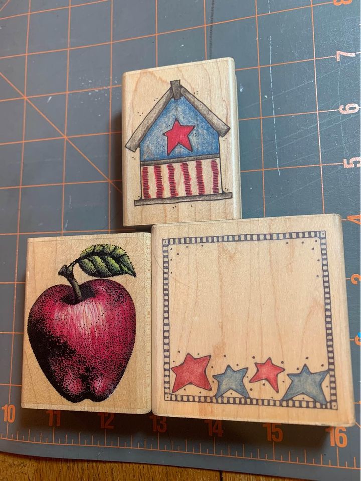 Starbox Star house and apple rubber stamp set #3