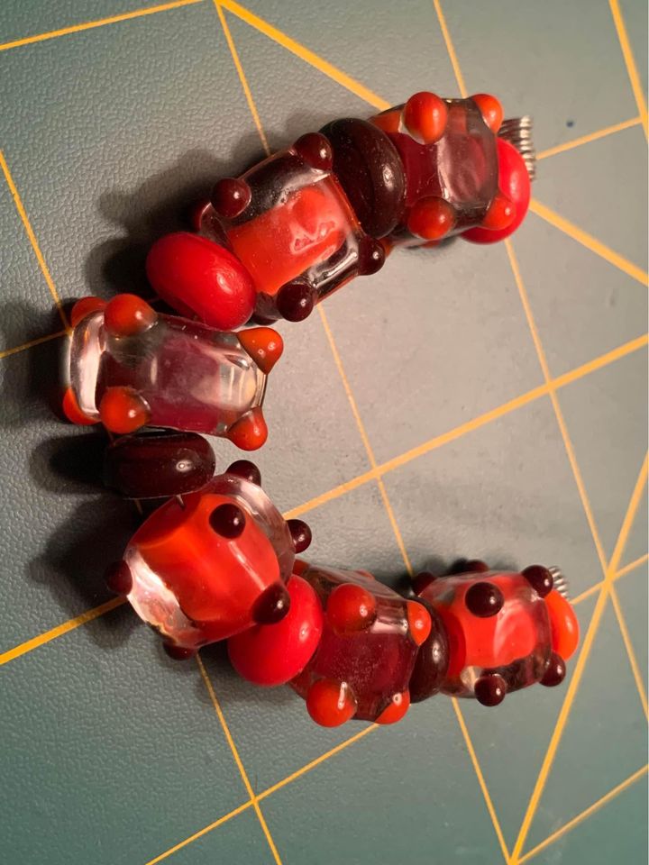 Handmade red & brown Glass Lampwork Beads - New