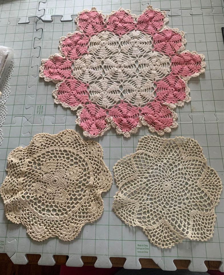 Vintage Crocheted Doily Set of 3 #7h