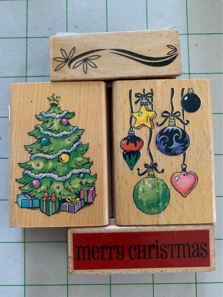 Christmas Tree Ornaments Rubber Stamp Set #21