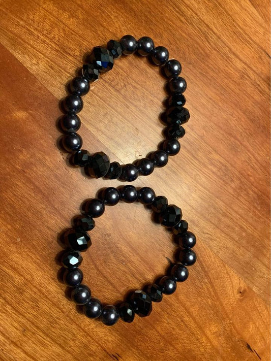 2 Black beaded Bracelets