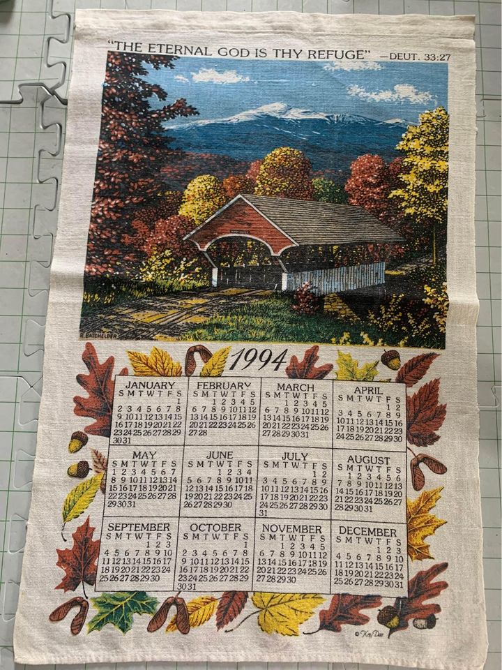 Vintage 1994 Kay Dee Calendar Linen Towel