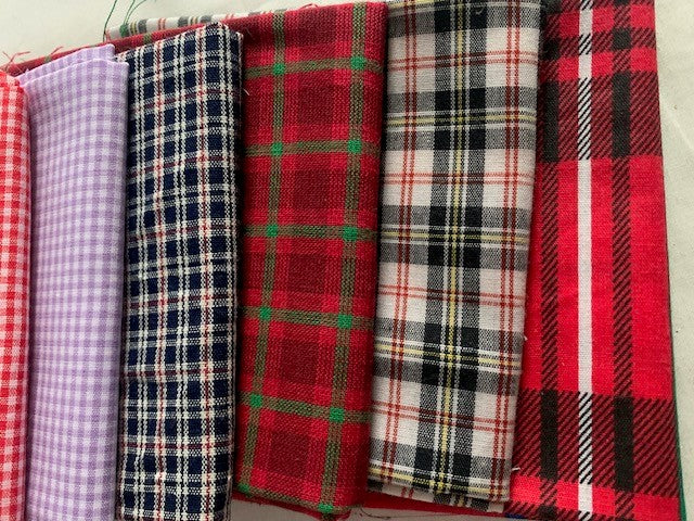 Quilt Cotton Gingham & Plaid Fat Quarter Fabric set #388