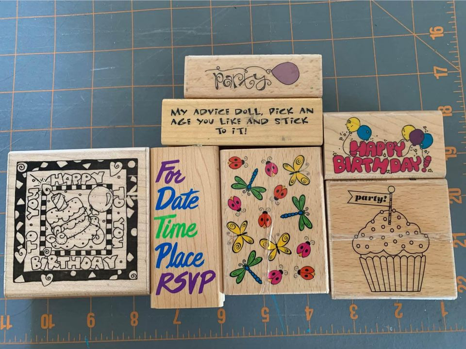 Birthday party rubber stamp set #17