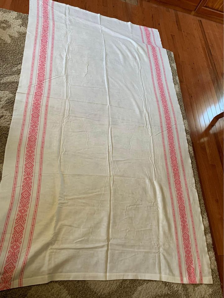 Vintage Pink Tablecloth 54” x 98”