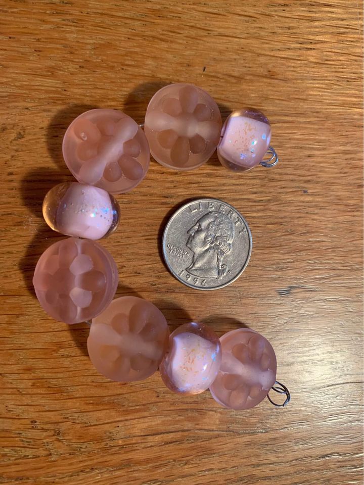 Handmade pink lampwork glass beads - New