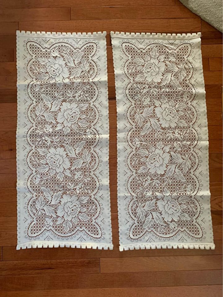 Vintage Doily Table Runner Set of 2 15”x35” #22t