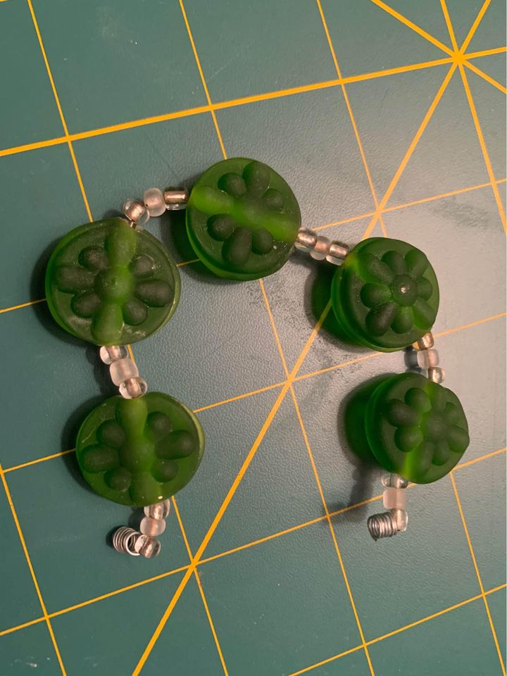 Handmade frosted green Glass Lampwork Beads