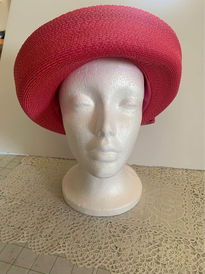 Vintage Pink Hat With Ribbon Bow Sz Large