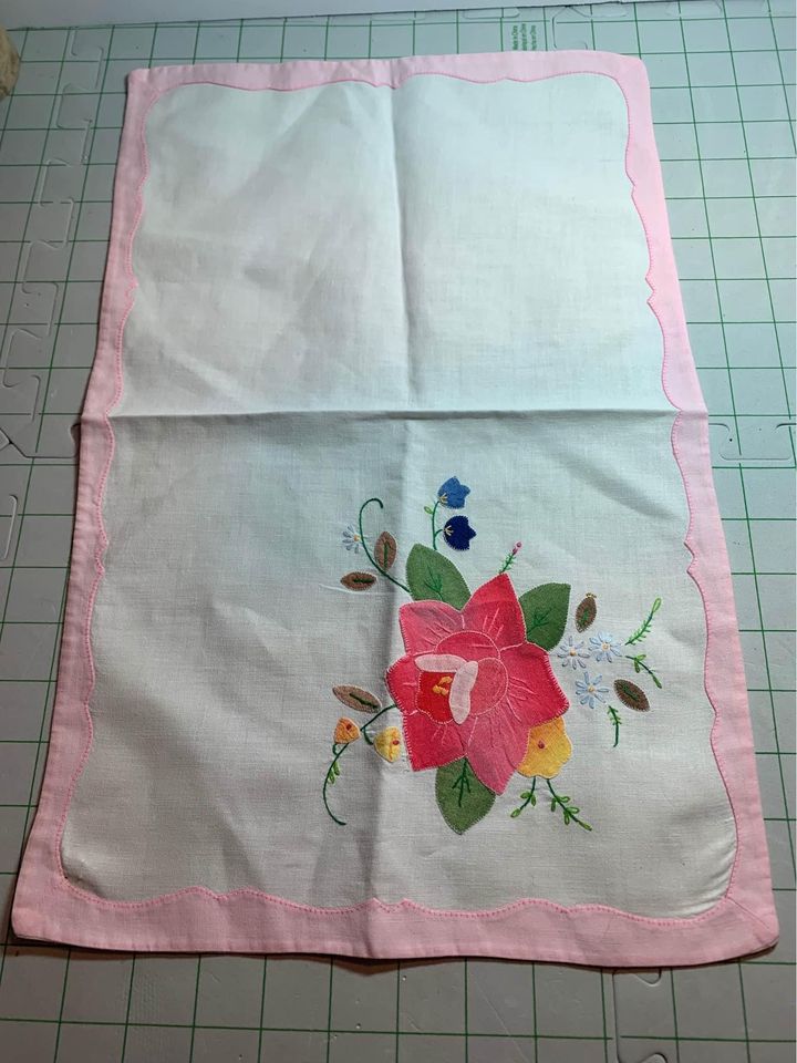 Vintage handmade appliqué runner 12” x 18” #205