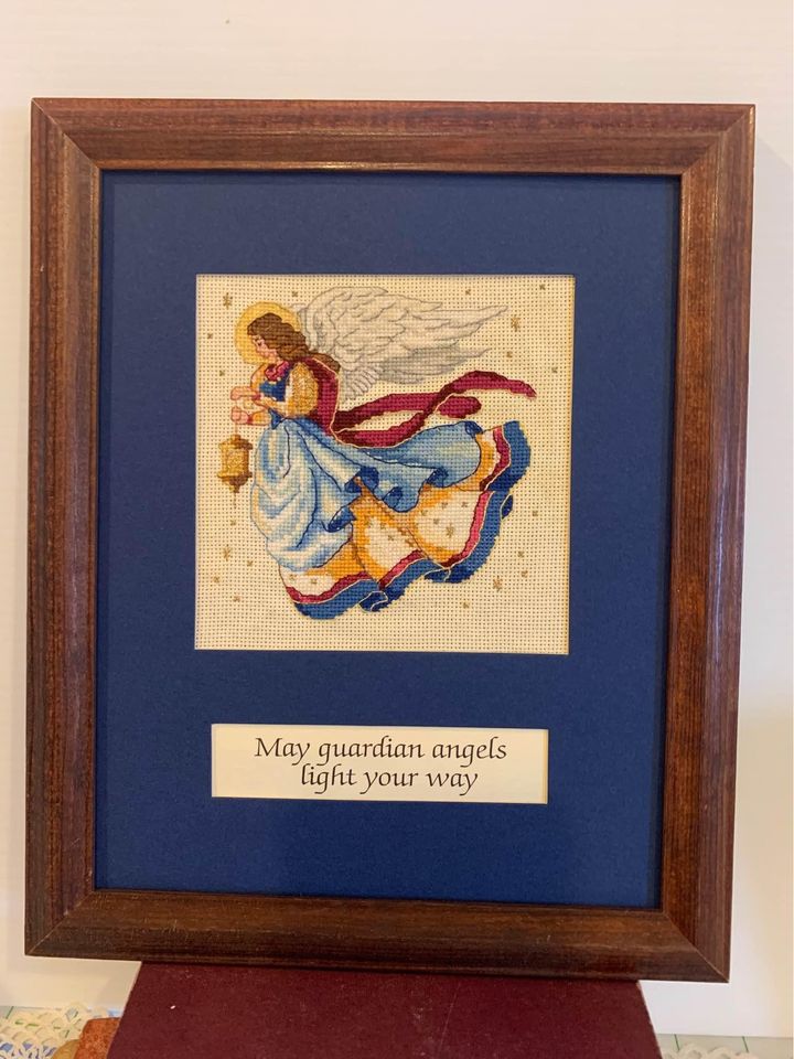 Vintage Angels Light Your Way Framed Cross Stitch Picture