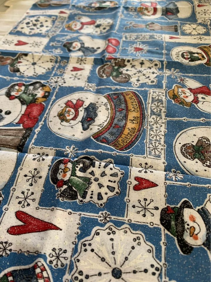 Handmade Snowman Glitter table runner 12.5” x 42”