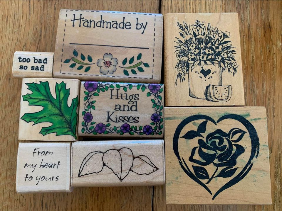 Heart and flower rubber stamp set #15