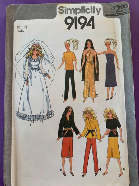 Vintage Simplicity Barbie Doll Pattern #9194