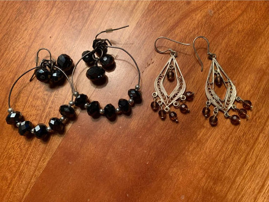 2 Pairs of beaded earrings