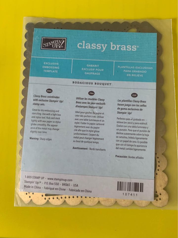 Stampin Up Classy Brass Embossing Stencil