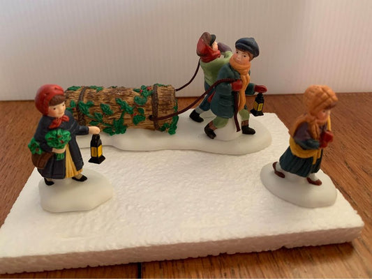 Department 56 Bringing Home the Yule Log