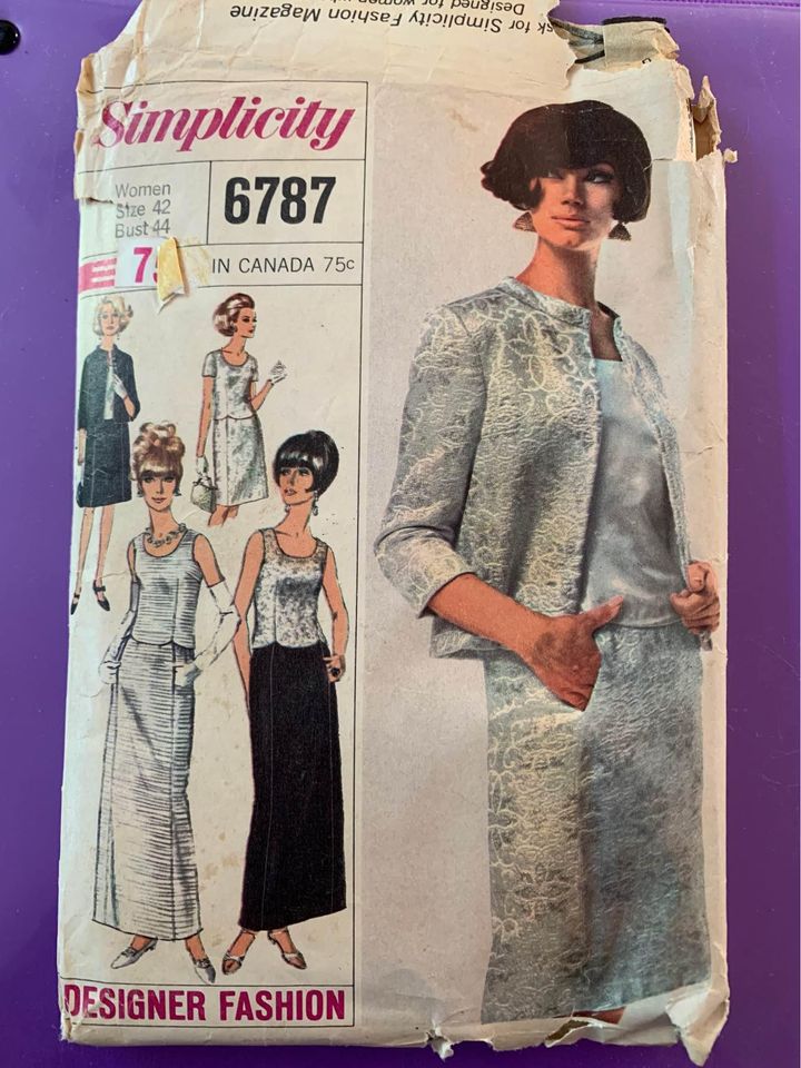 Vintage Misses Simplicity Dress Pattern #6787 Size 42