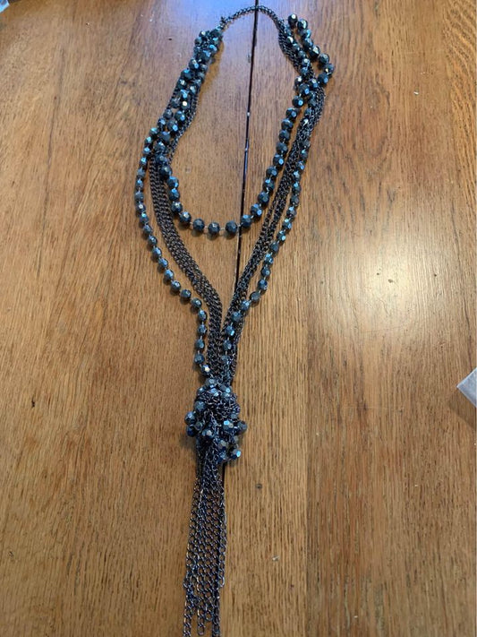 Black beaded necklace 48"