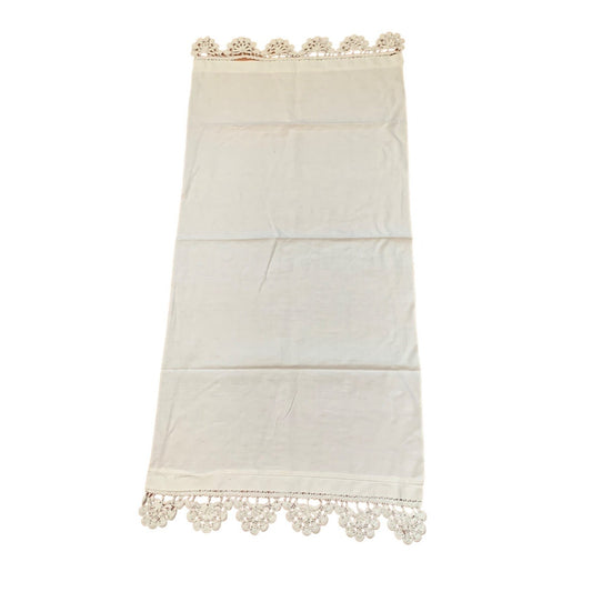 Handmade White Cotton Lace Trim Table Runner 38" X 18"