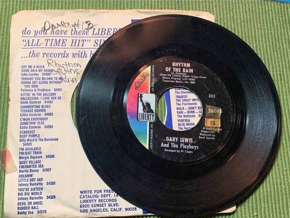 Gary Lewis and The Playboys - Mister Memory & Rhythm Of The Rain 45 Record